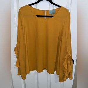 Mustard ruffle sleeve top